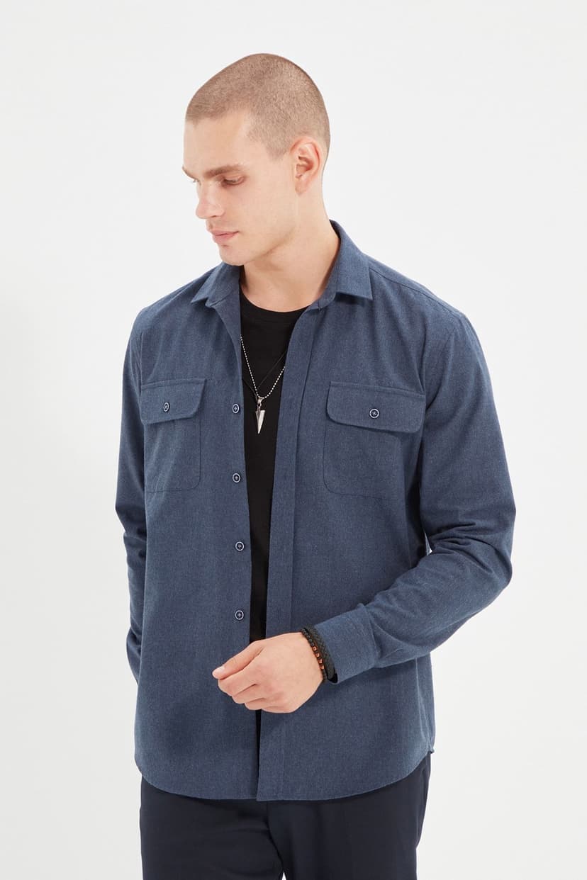 Product Indigo Regular Fit Çift Cep Kapaklı Dokulu Kışlık Ceket Gömlek