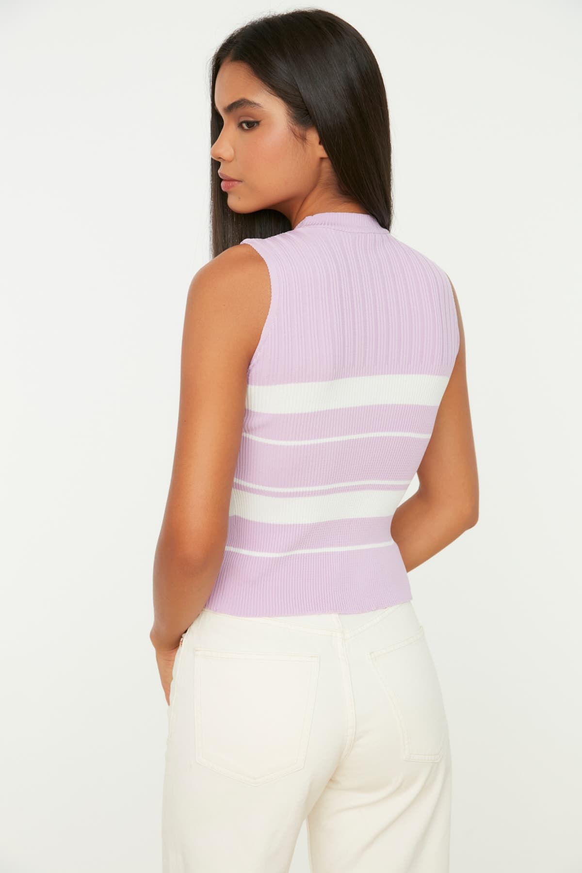 Trendyolmilla Lila Bisiklet Yaka Bluz TWOSS21BZ0370