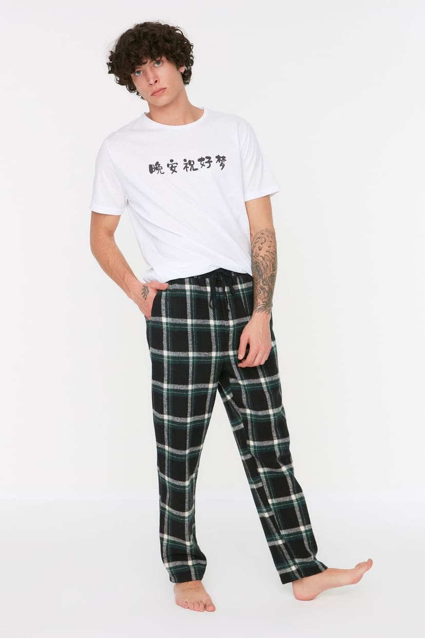 Product Çok Renkli Ekoseli Dokuma Regular Unisex Pijama Altı Eşofman