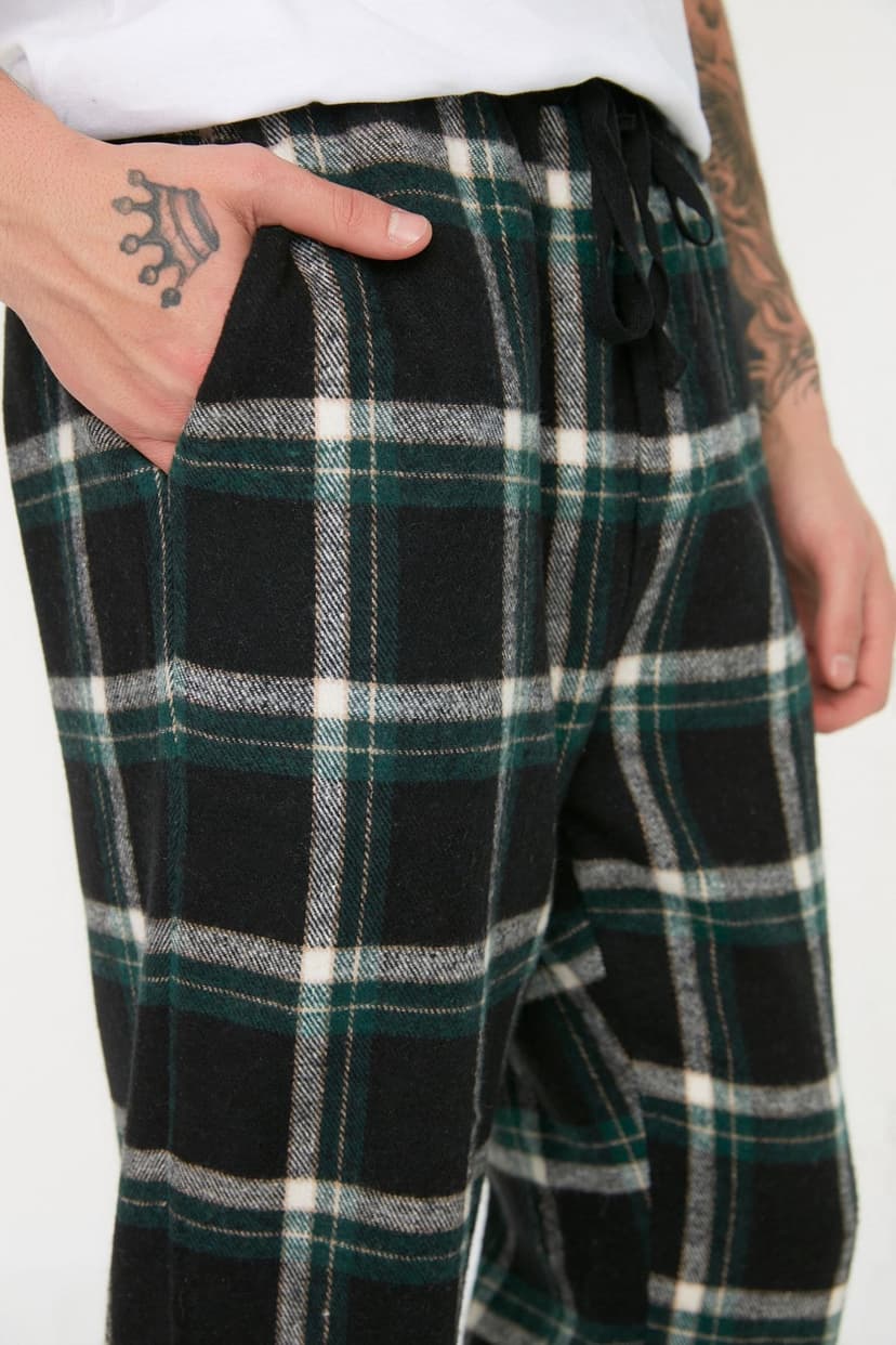 Çok Renkli Ekoseli Dokuma Regular Unisex Pijama Altı Eşofman