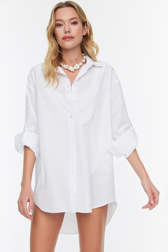 Product Trendyolmilla Beyaz Dokuma Plaj Gömleği TBESS22GO0664