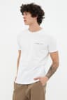 Beyaz Slim/Dar Kesim Bisiklet Yaka Kısa Kollu Yazı Baskılı %100 Pamuk T-Shirt