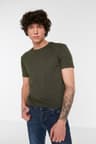 Haki Regular/Normal Kesim Basic Kısa Kollu T-Shirt