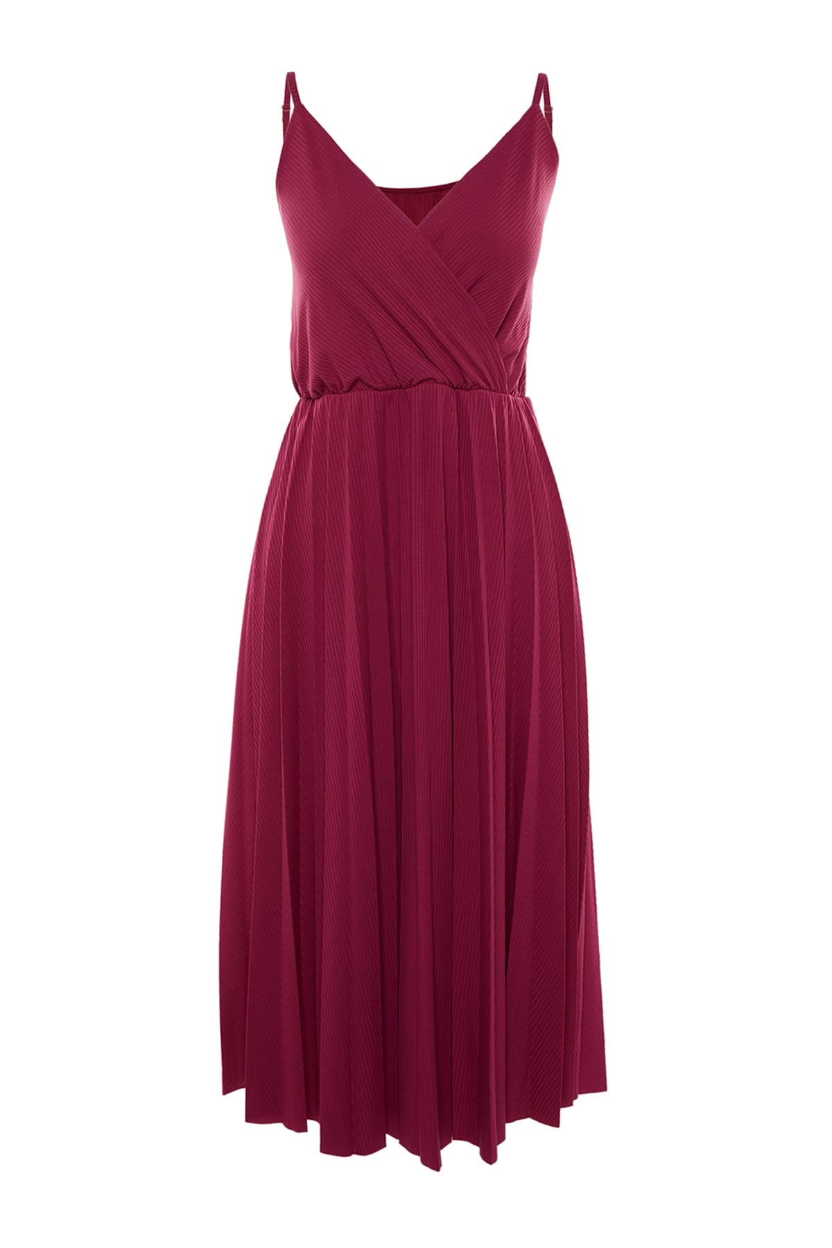 Trendyolmilla Curve Fuşya Kruvaze Yaka Askılı Örme Elbise TBBSS22EL1565