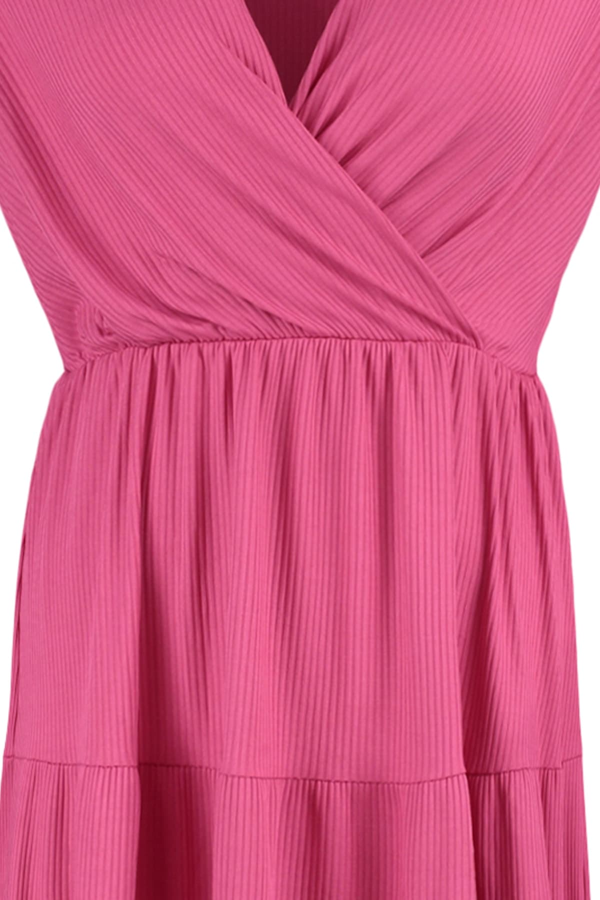 Trendyolmilla Curve Fuşya V Yaka Stakter Örme Büyük Beden Elbise TBBSS22EL1638