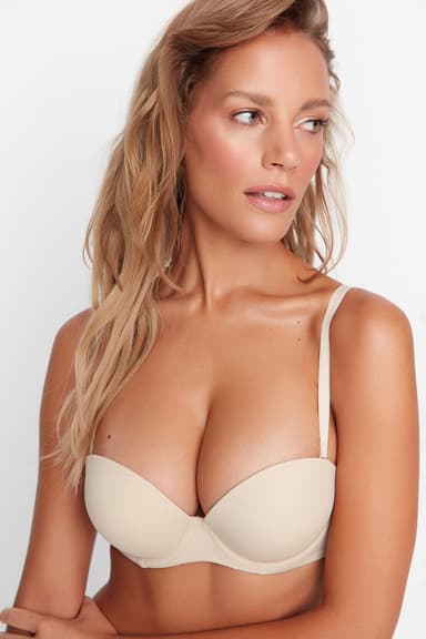 Ten İp Askılı Ekstra Dolgulu/Push-Up Tshirt Bra Örme Sütyen