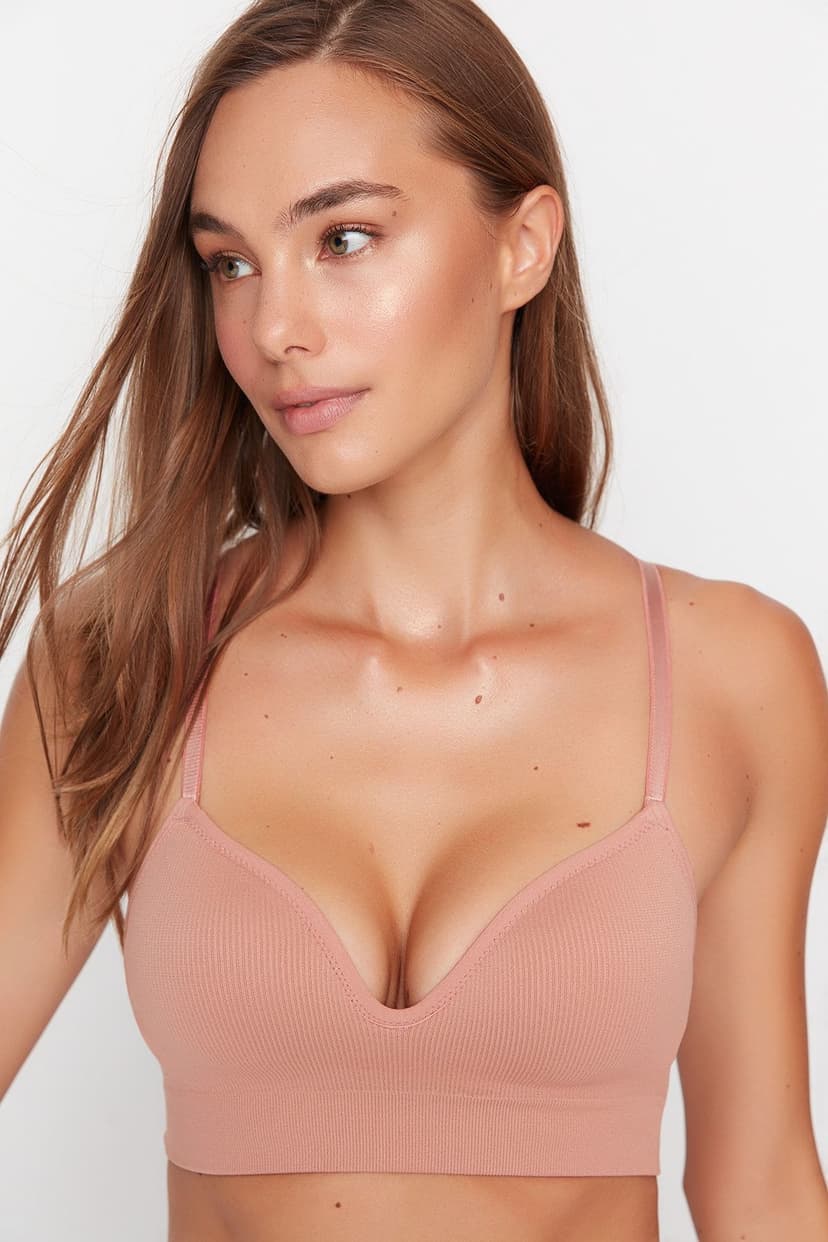 Product Koyu Ten Seamless/Dikişsiz İp Askılı Dolgusuz Balensiz Kaplı Bralette Örme Sütyen
