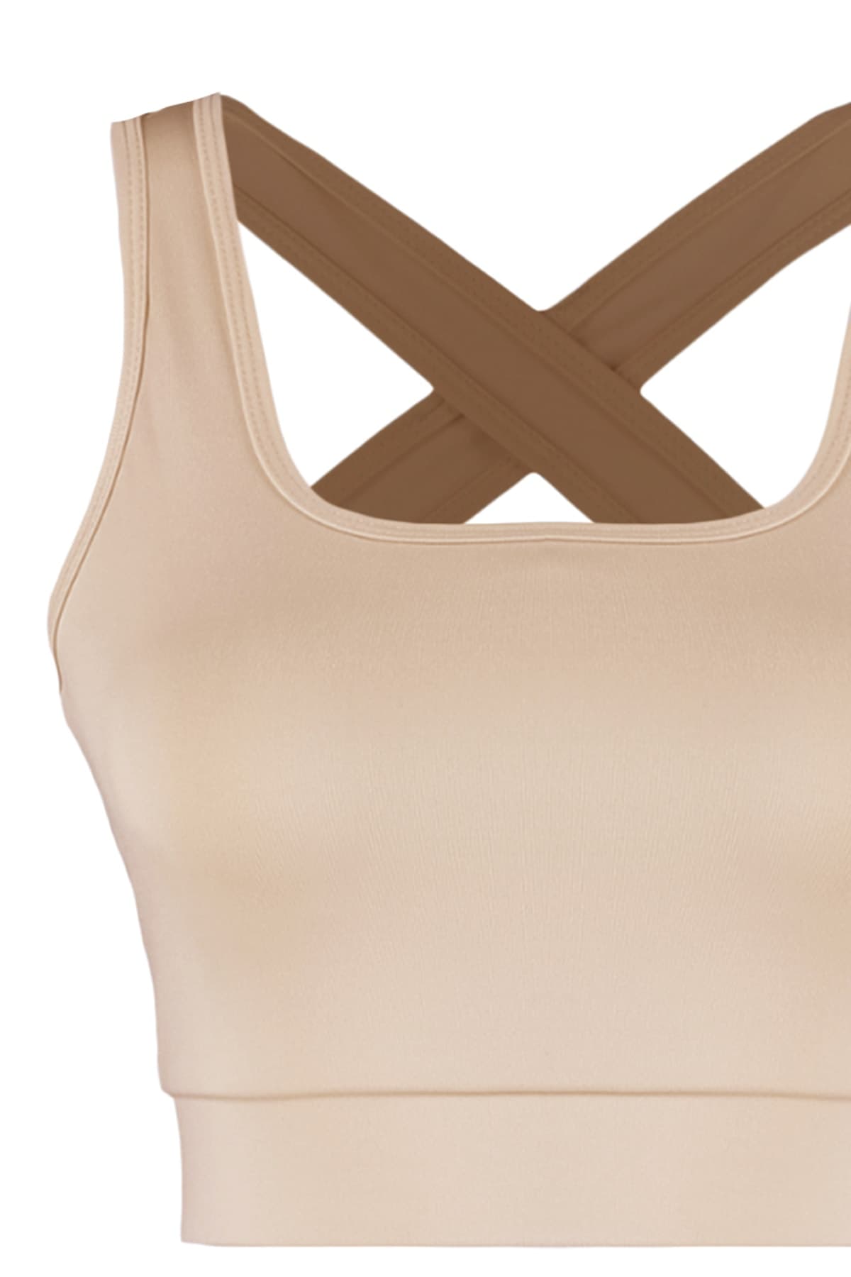 Trendyolmilla Krem Destekli/Şekillendirici Sırt Detaylı Kare Yaka Örme Spor Sütyeni TWOSS22SS0040