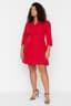 Kırmızı Büyük Beden Astarsız Truvakar Kol Mini/Kısa Boy Dokuma Ceket Elbise