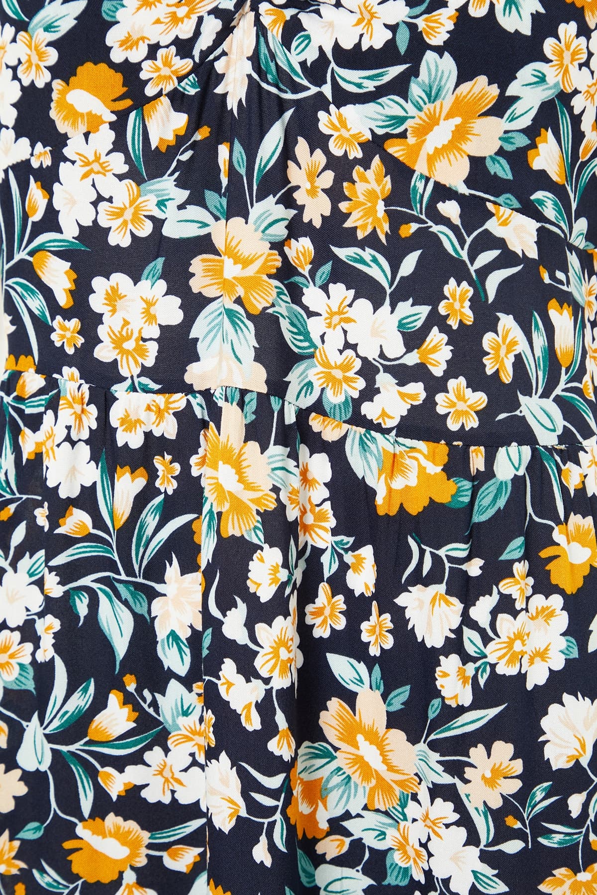 Trendyolmilla Curve Çok Renkli Çiçek Desenli Dokuma Fırfır Detaylı Elbise TBBSS22EL1600