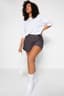 Gri Dokuma Bağlamalı Mini Şort Etek