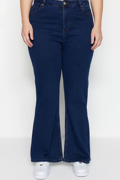 İndigo Yüksek Bel Comfort İspanyol Paça Flare Fit Jeans
