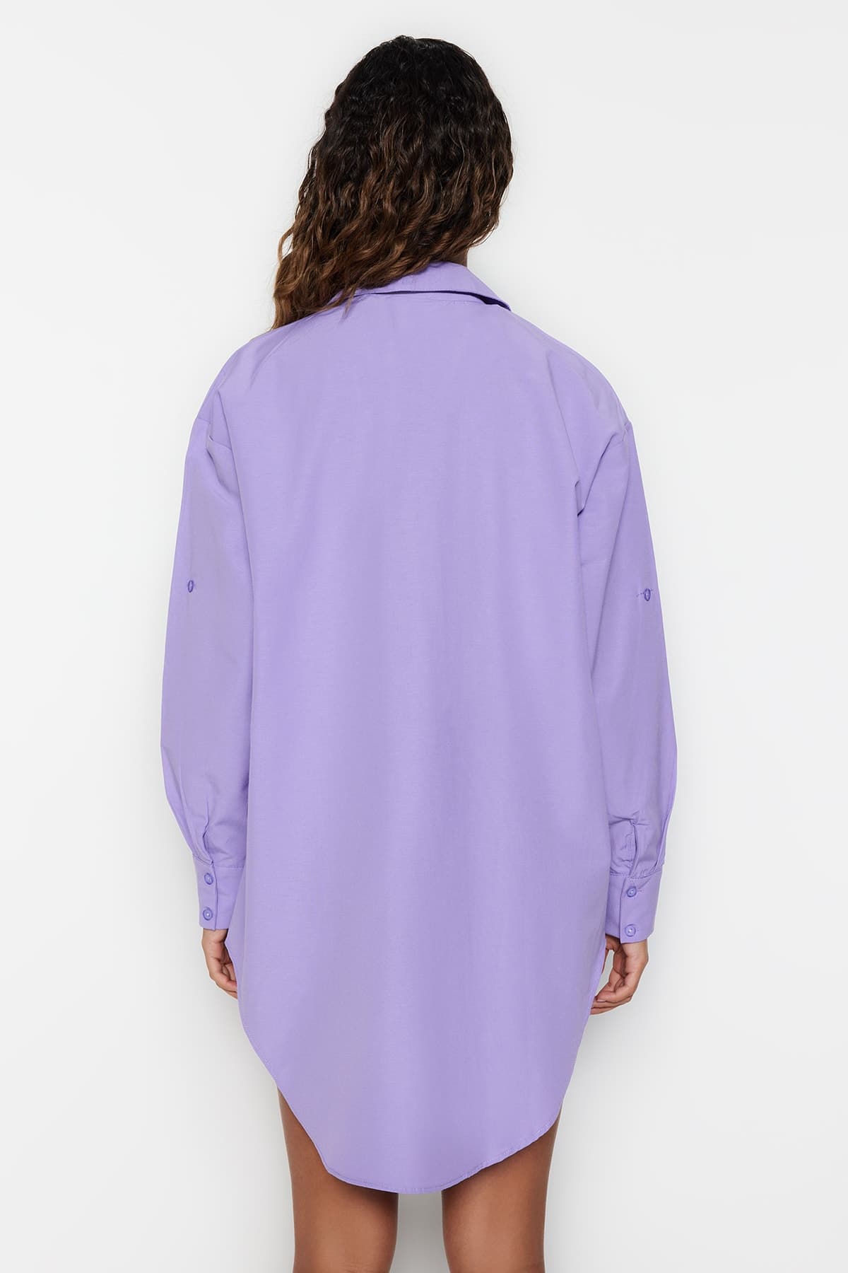 Trendyolmilla Lila Dokuma Plaj Gömleği TBESS22GO0664