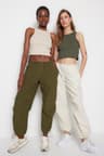 Haki-Bej 2'li Paket Fitted/Vücuda Oturan Crop Halter Yaka Fitilli Esnek Örme Atlet