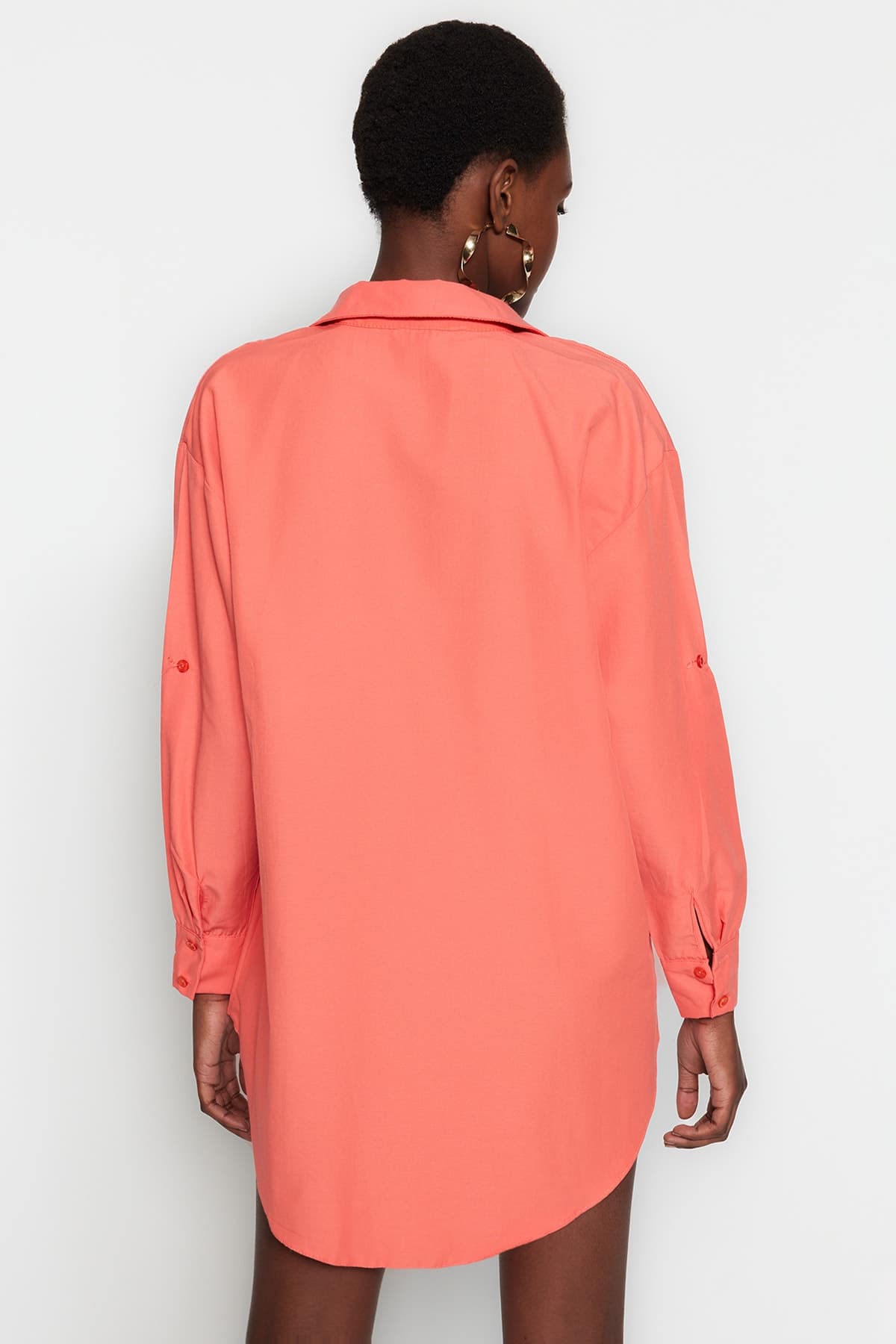 Trendyolmilla Nar Çiçeği Dokuma Plaj Gömleği TBESS22GO0664