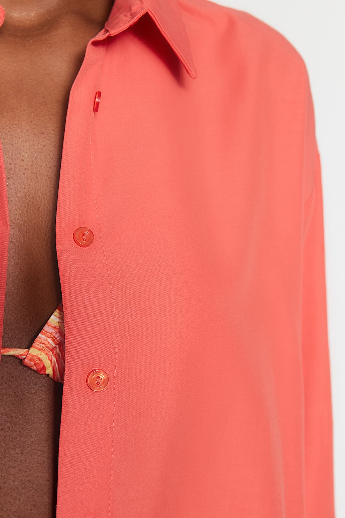 Trendyolmilla Nar Çiçeği Dokuma Plaj Gömleği TBESS22GO0664