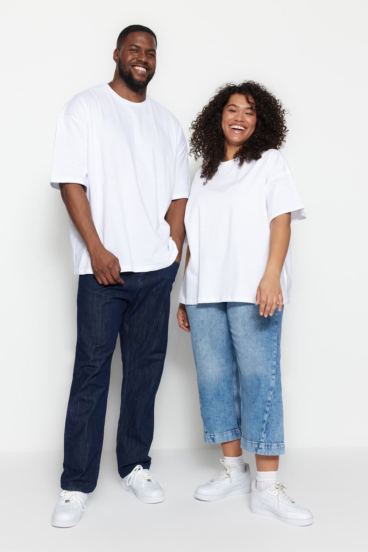 Büyük Beden Beyaz Oversize Rahat Basic %100 Pamuklu T-Shirt