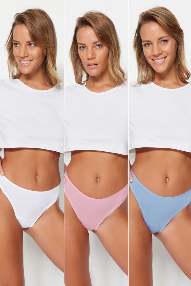 Product Çok Renkli 3'lü Paket Pamuklu Tanga Örme Külot