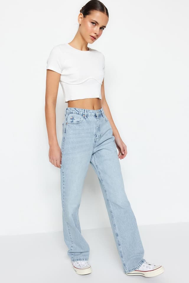Product Mavi Yüksek Bel Wide Leg Jeans