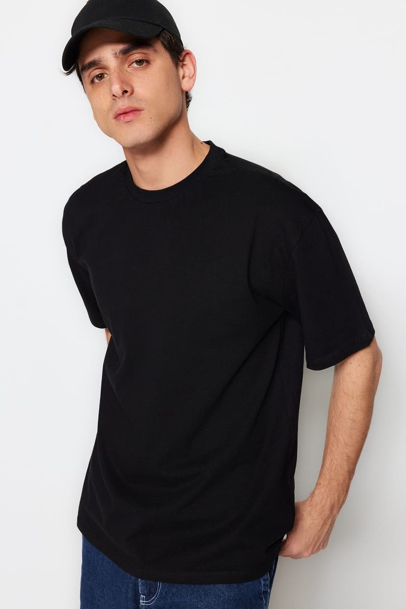 Product Siyah Basic %100 Pamuklu Relaxed/Rahat Kesim T-Shirt