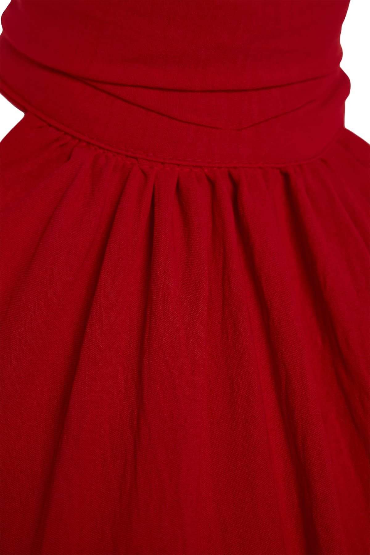 Trendyolmilla Kırmızı Halter Yaka A Kesim Astarlı Mini Dokuma Elbise TWOSS21EL1538