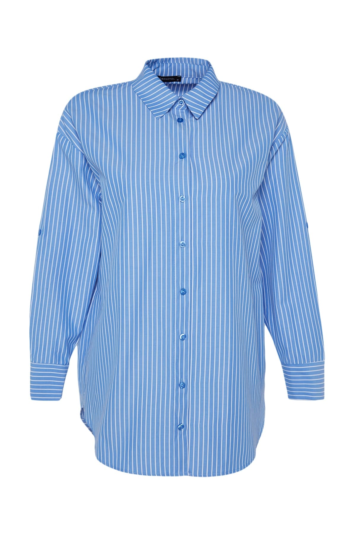 Trendyolmilla Mavi Çizgili Dokuma Plaj Gömleği TBESS22GO0664