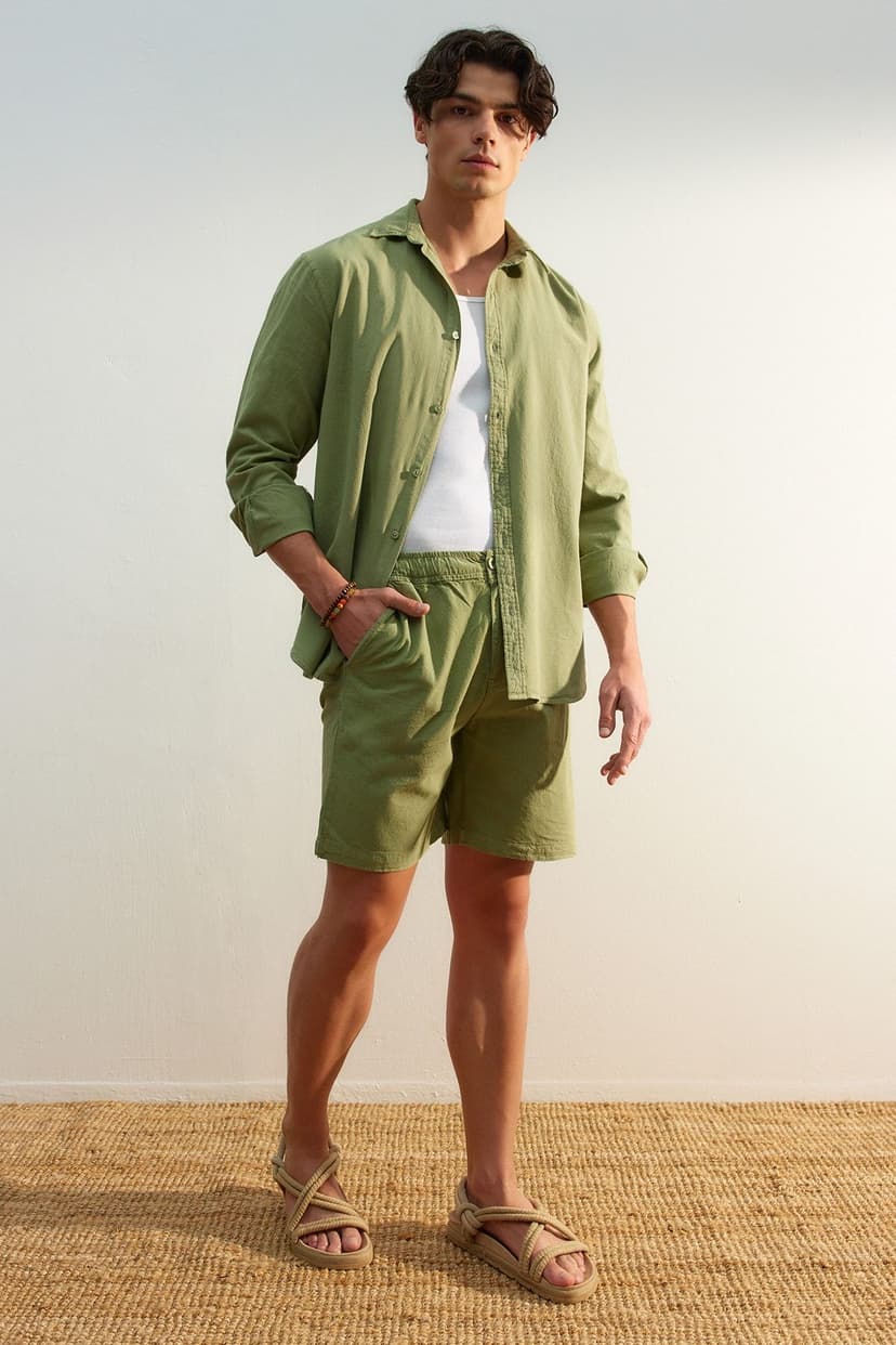 Product Haki Loose Fit Pamuklu Bağcıklı Şort