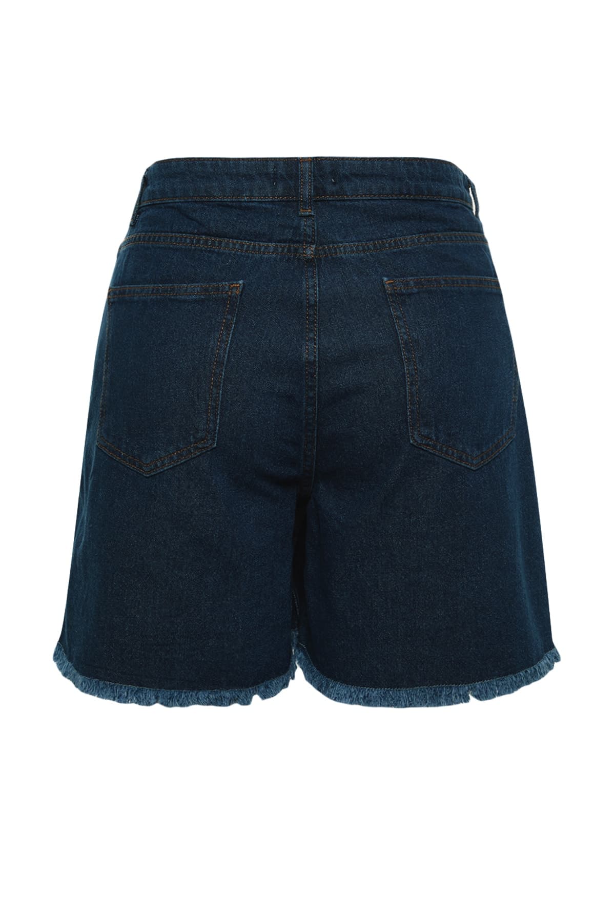 Trendyolmilla Curve Koyu Mavi Yüksek Bel Etek Uçu Püsküllü Şort Etek TBBSS23AP00008