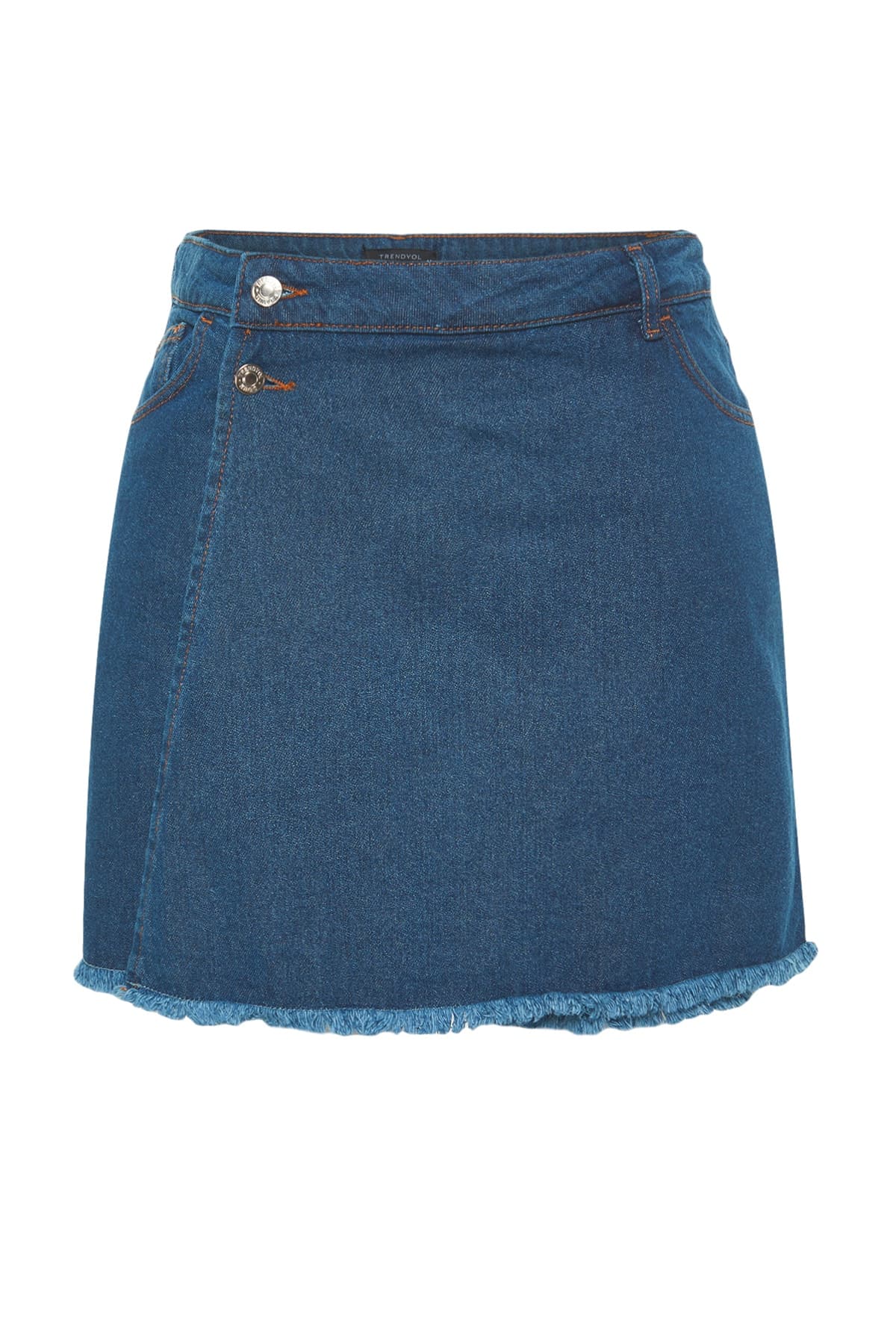 Trendyolmilla Curve Açık Mavi Yüksek Bel Etek Uçu Püsküllü Şort Etek TBBSS23AP00008