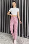 Desenli Bel Lastikli Kadın Pijama Altı Pembe TZL-P-00015075