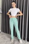 Desenli Bel Lastikli Kadın Pijama Altı Mint TZL-P-00015075