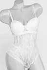 Kadın Alttan Kancalı Güpürlü Destekli Bodysuit Krem TZL-P-00015140