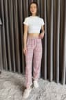 Kadın Bel Lastikli Desenli Alt Pijama Kremkırmızı TZL-P-00015068