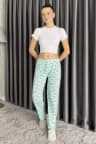 Kadın Bel Lastikli Desenli Pijama Altı Mint TZL-P-00015072