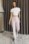 Kadın Bel Lastikli Desenli Pijama Altı Pembe TZL-P-00015072