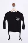Kız Çocuk Yan Büzgü Detaylı Baskılı Body Bluz Siyah TZL-P-00015435