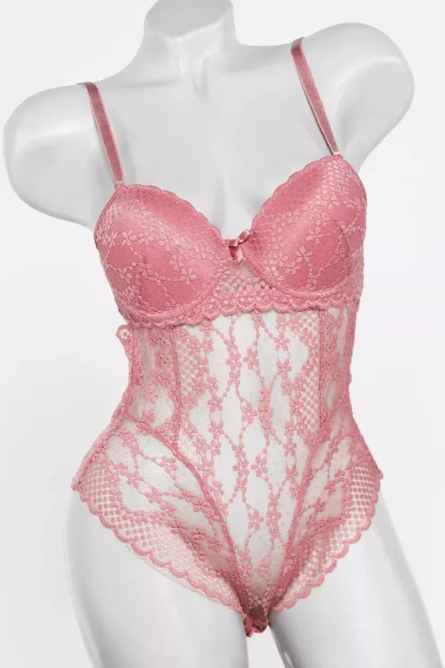Product Kadın Alttan Kancalı Güpürlü Destekli Bodysuit Gülkurusu TZL-P-00015140