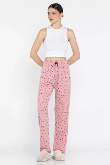 Kadın Desenli Pijama Altı Pembe TZL-P-00012720
