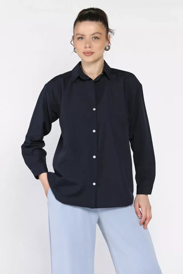 Product Kadın Kraş Model Salaş Gömlek Koyulacivert TZL-P-00016923