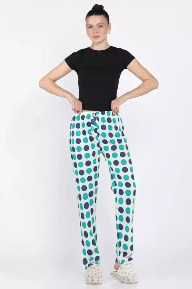 Product Kadın Puantiyeli Bel Lastikli Pijama Altı Krem TZL-P-00015077