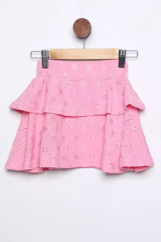 Product Kız Çocuk Bel Lastikli Fistolu Fırfırlı Etek Pembe TZL-P-00015374