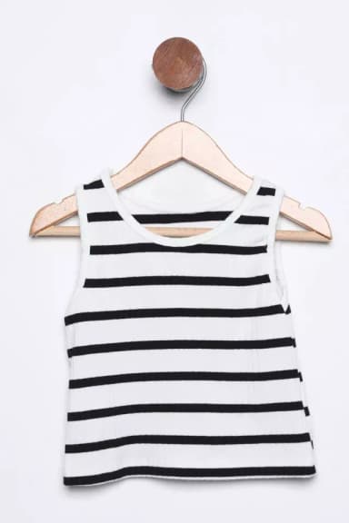 Kız Çocuk Fitilli Çizgili Body Bluz Siyah TZL-P-00015723