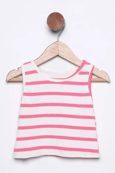 Kız Çocuk Fitilli Çizgili Body Bluz Pembe TZL-P-00015723
