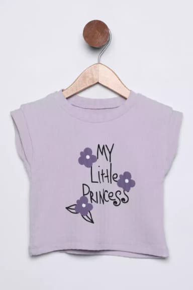 Kız Çocuk Ön Baskılı Likralı Bluz Lila TZL-P-00015677