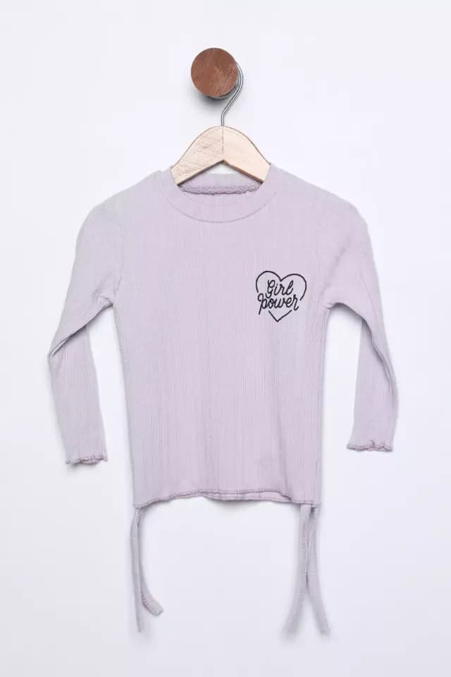 Product Kız Çocuk Yan Büzgü Detaylı Baskılı Body Bluz Lila TZL-P-00015435