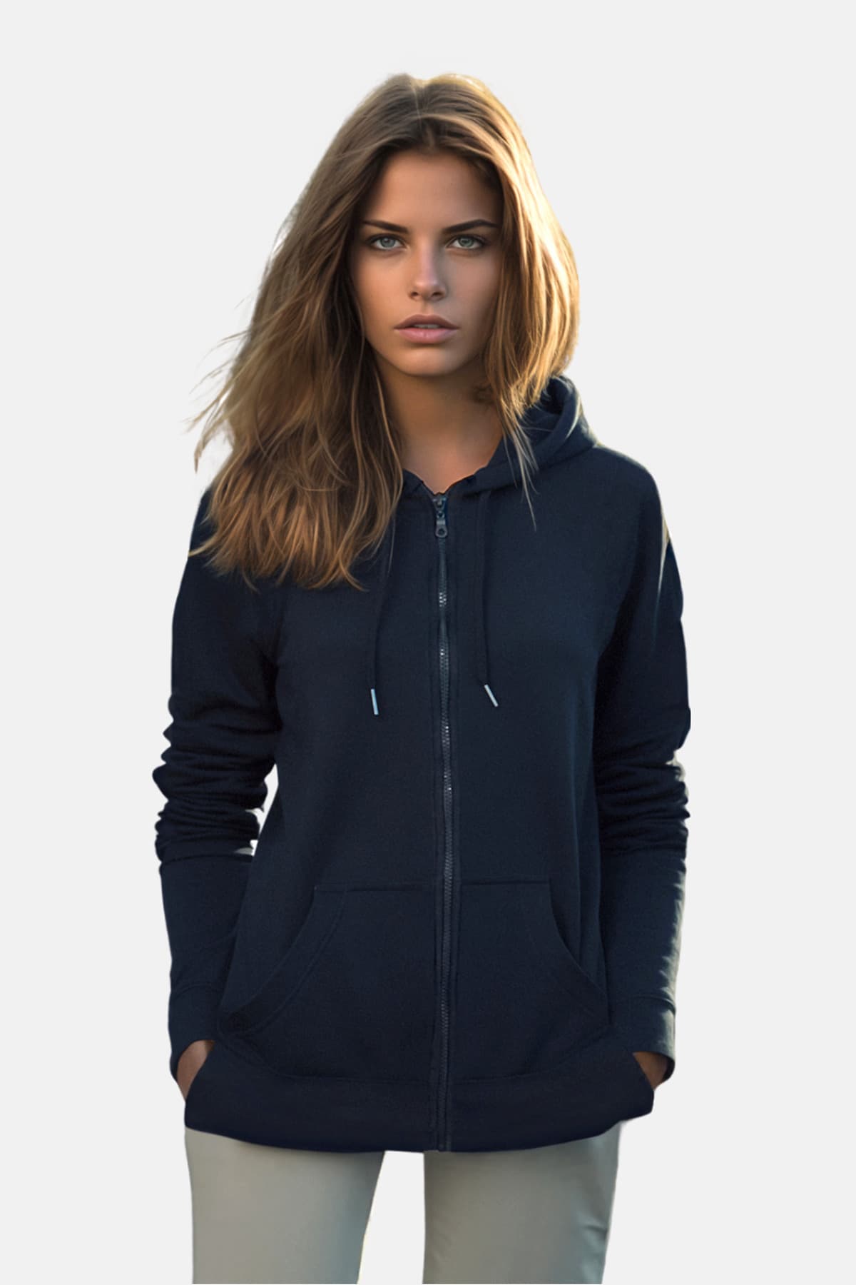 Lacivert Kapüşonlu Oversize/Geniş Kalıp Kapuşonlu Kalın İçi Polarlı Sweatshirt