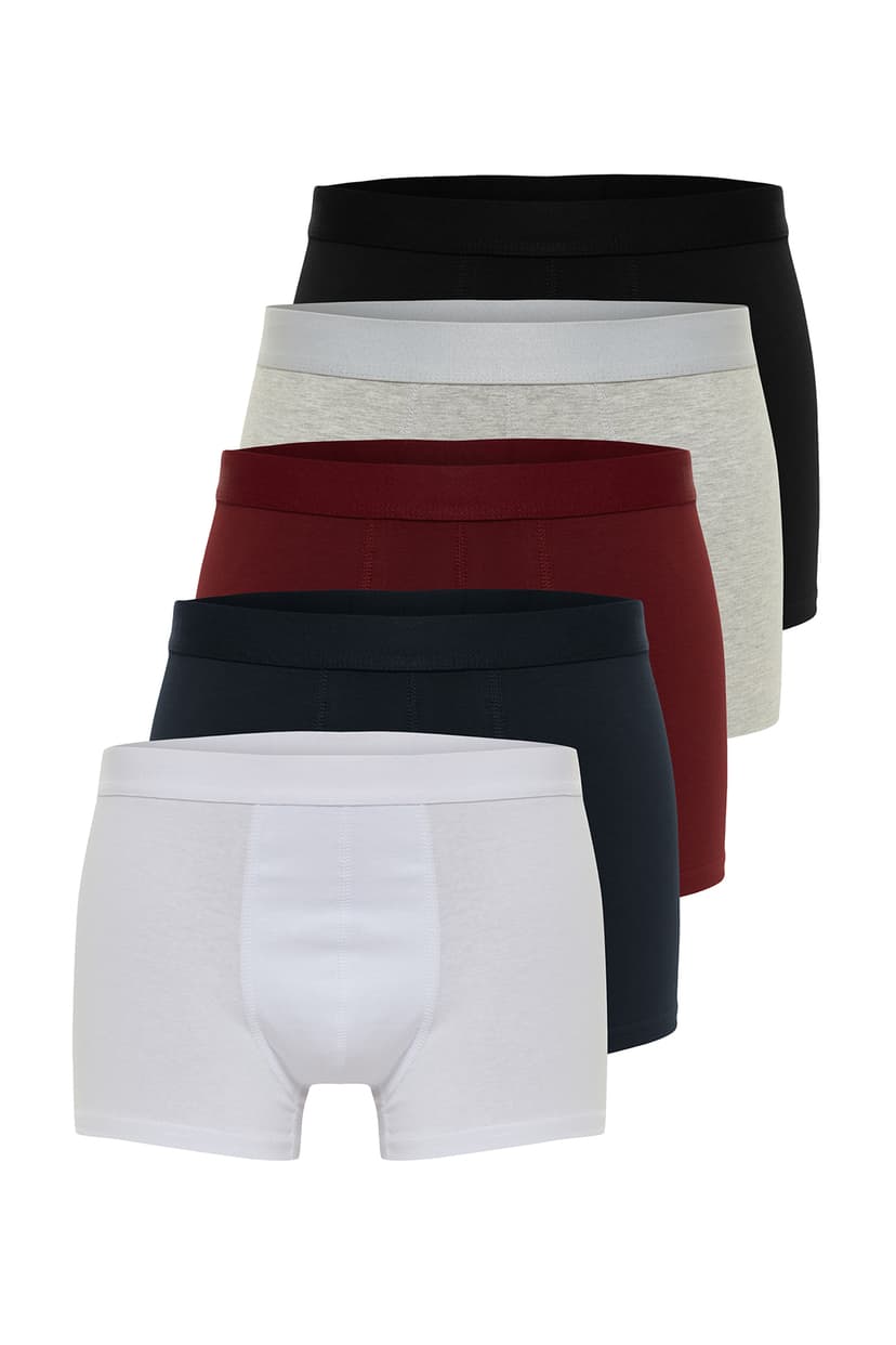 Çok Renkli Çok Renkli Basic 5'li Paket Pamuklu Boxer