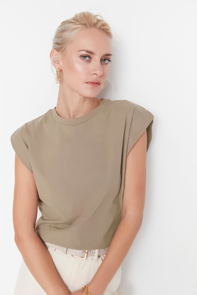 Vizon %100 Pamuk Vatka Görünümlü Basic Bisiklet Yaka Örme T-Shirt