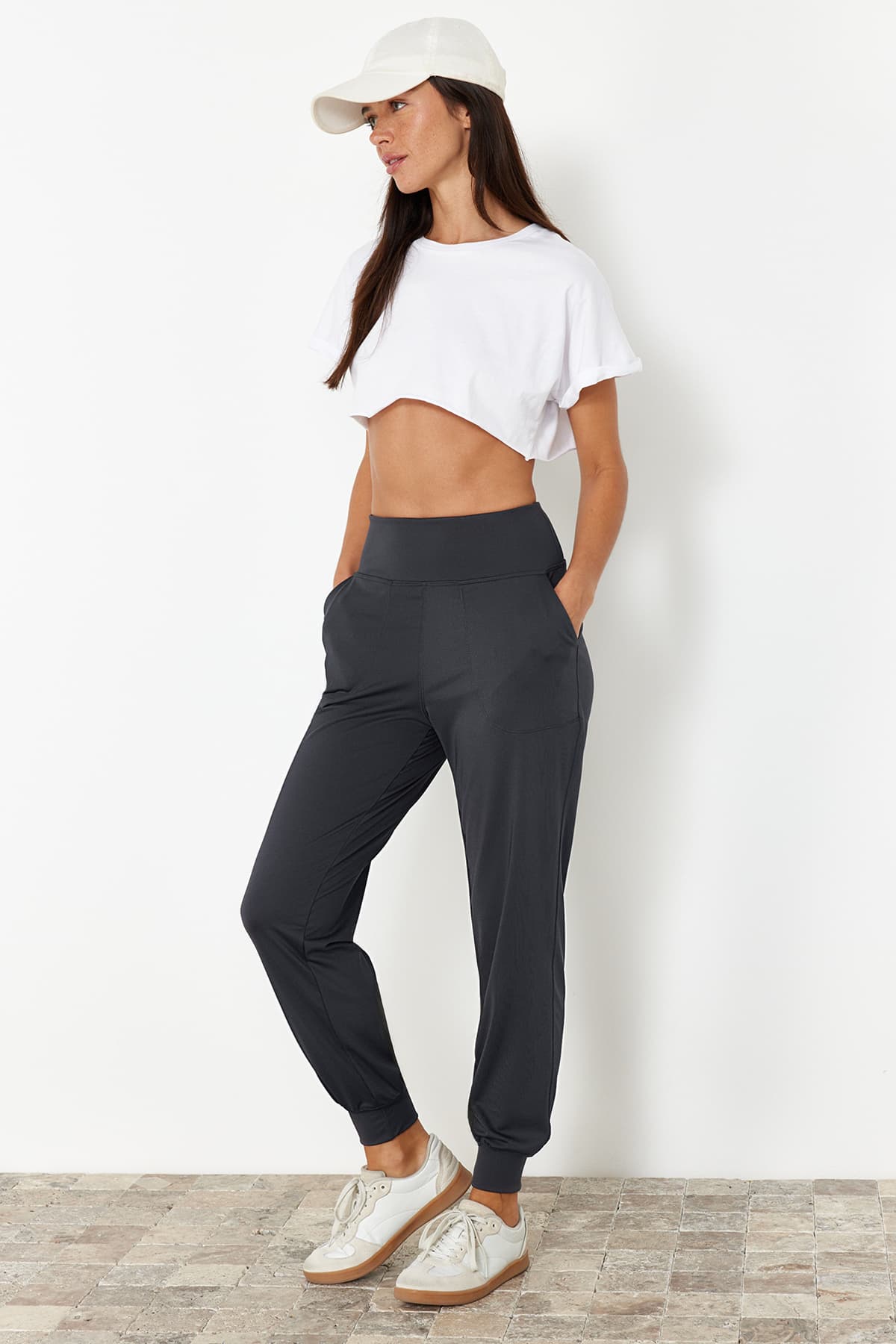 Antrasit Dalgıç/Scuba Kumaş Rahat Kesim Örme Spor Eşofman Altı