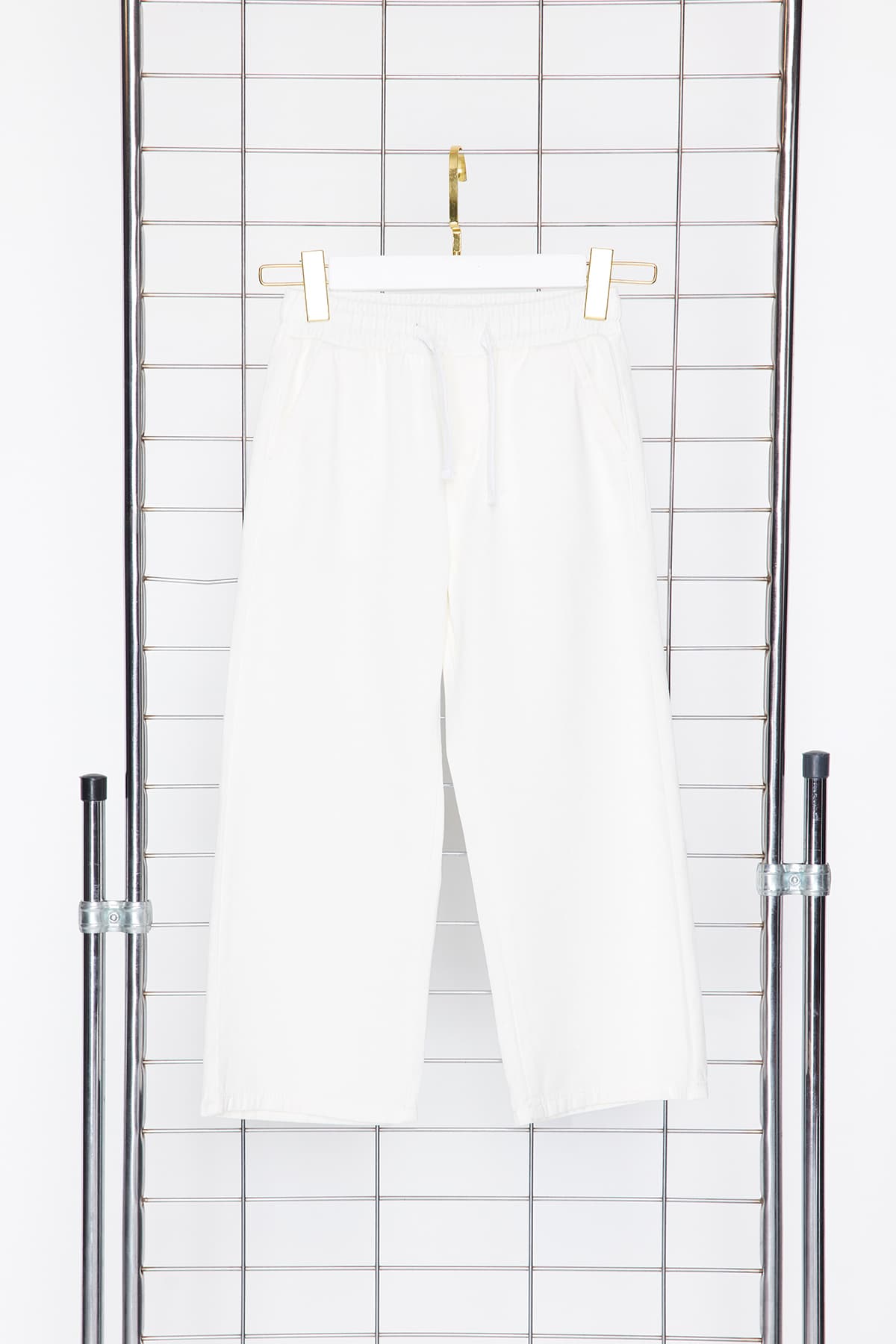 Beyaz Kız Çocuk Beyaz Pamuklu Flare/Geniş Paça Denim Pantolon Jean